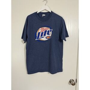 Men's Size Large Miller Light True Pilsner Beer Blue Short Sleeve T
